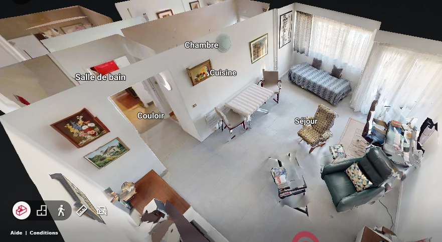 écran dollhouse matterport appartement à Tours