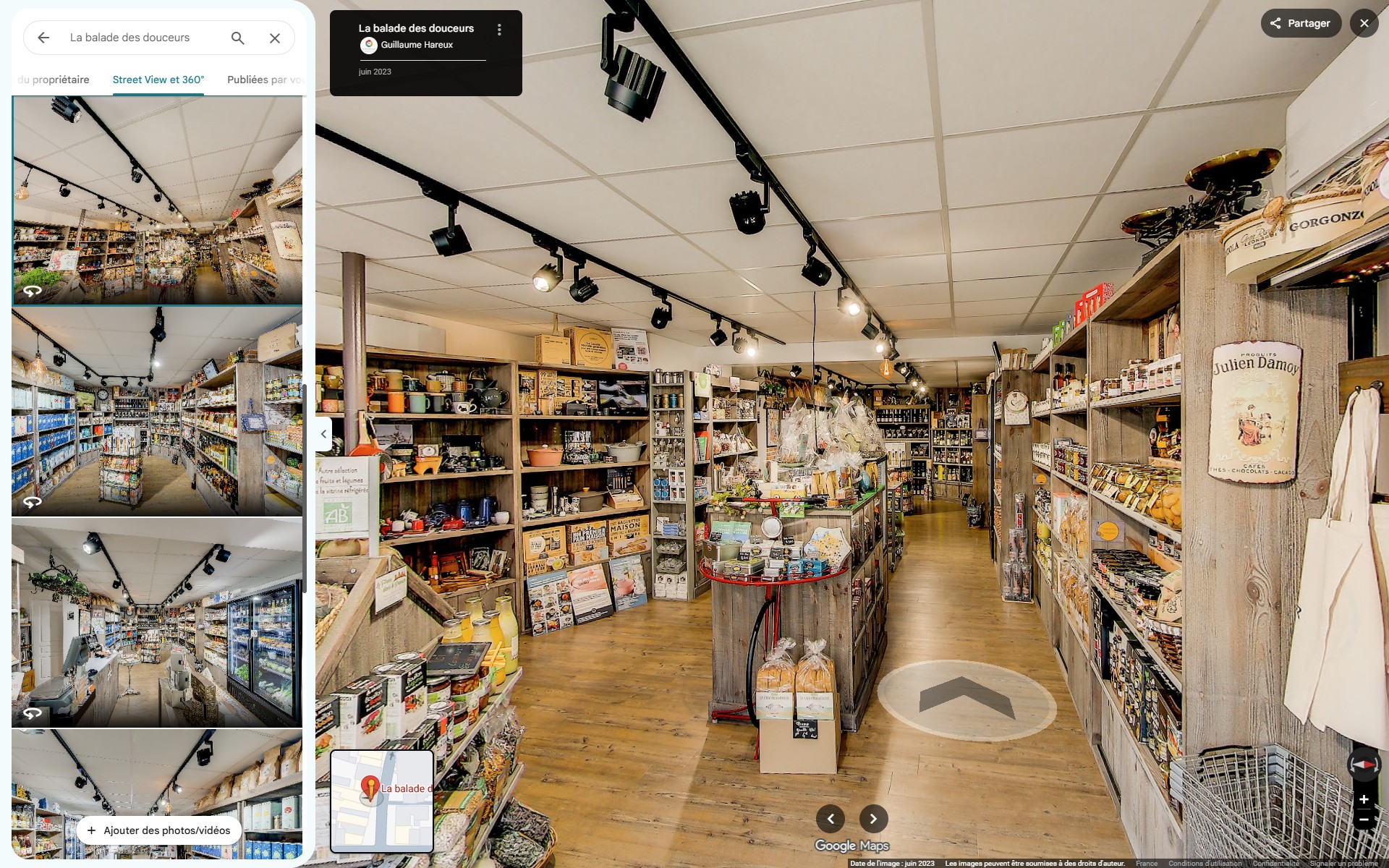 visite virtuelle google maps street view d'une epicerie a Blere